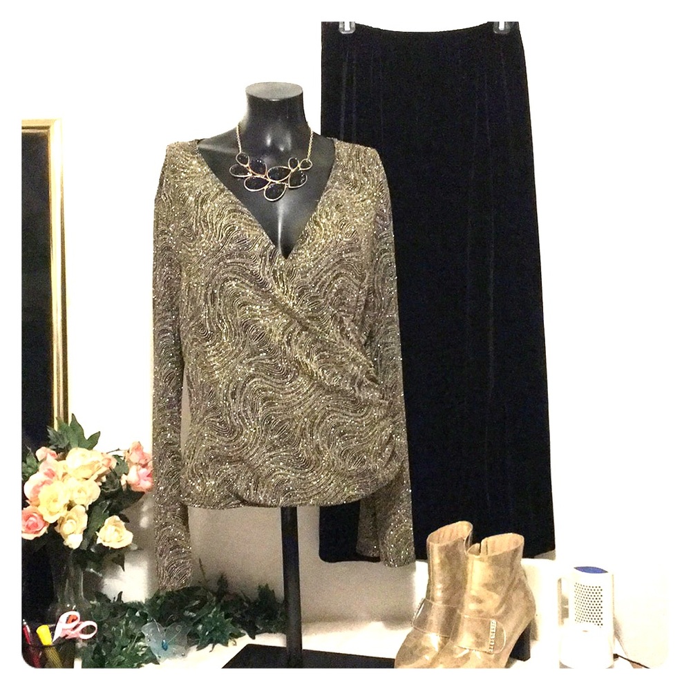 J.B.S. LTD. Bell Sleeves Evening Blouse